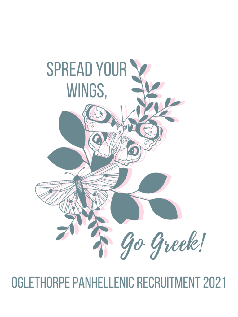 Image of butterfly with text: "Spread your wings - Go Greek!"