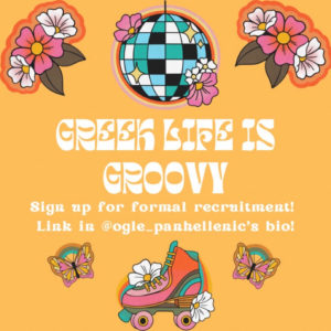 A graphic that reads "Greek Life is Groovy"